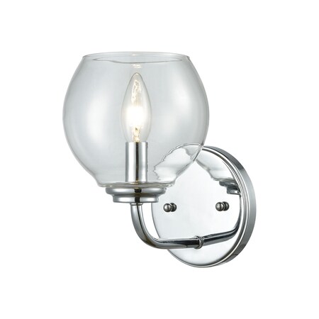 Emory 1-Light Vanity Lamp In Polished Chrome With Clear Blown Glass